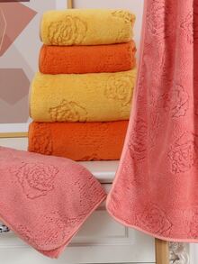 1pc Floral Jacquard Random Color Towel Or 1pc Bath Towel - Multicolor - View 6