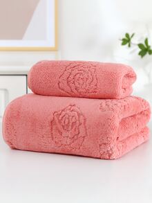 1pc Floral Jacquard Random Color Towel Or 1pc Bath Towel - Multicolor - View 8