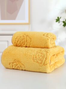 1pc Floral Jacquard Random Color Towel Or 1pc Bath Towel - Multicolor - View 9