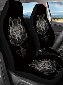 1pc Wolf Pattern Car Seat Cover - Multicolor - View 2