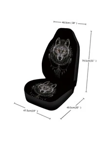 1pc Wolf Pattern Car Seat Cover - Multicolor - View 4