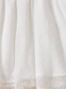 SHEIN Girls Swiss Dot Cold Shoulder Blouse - White - View 4