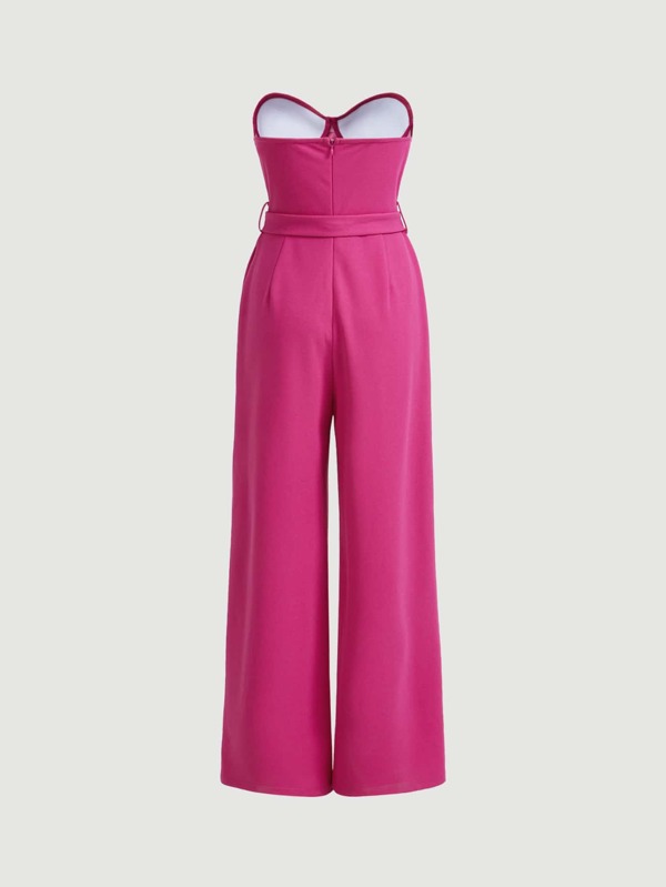 SHEIN MOD Solid Belted Tube Jumpsuit SHEIN USA