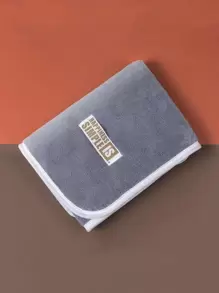 1 pieza Toalla de baño con parche de letra para decoración del hogar, baño, regreso a la escuela, salón de belleza, hotel, deportes, artículos esenciales del hogar, toalla, cuidado de la piel