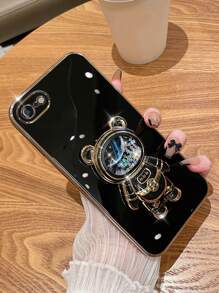 1 件宇航员设计突出手机握把，兼容 、Android 手机，生日、家人、朋友礼物，推拉式手机握把、手机支架、手机配件 - 黑色 - 查看 3