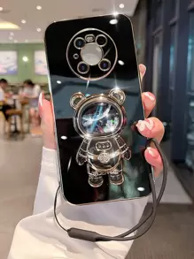 1 件宇航员设计突出手机握把，兼容 、Android 手机，生日、家人、朋友礼物，推拉式手机握把、手机支架、手机配件 - 黑色 - 查看 4