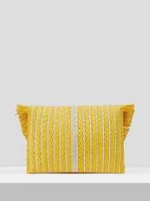 SHEIN SXY ly hợp Hem thô Khối Màu Kỳ nghỉ - Màu vàng - Xem 8