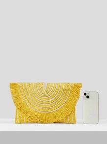 SHEIN SXY ly hợp Hem thô Khối Màu Kỳ nghỉ - Màu vàng - Xem 11