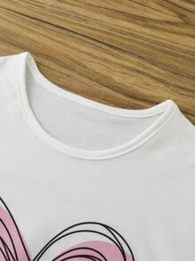 Chicas Camiseta con estampado de corazón - Blanco - Ver 3