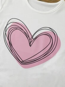 Chicas Camiseta con estampado de corazón - Blanco - Ver 4