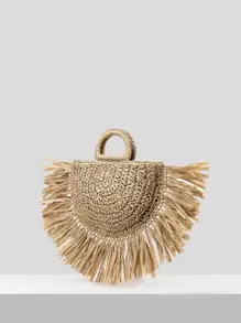 SHEIN SXY Tassel Teenagers Handbag, Wicker Bag