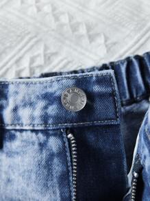 Chicos Shorts en mezclilla desgarro con lavado - Azul lavado medio - Ver 3