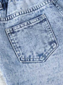 Chicos Shorts en mezclilla desgarro con lavado - Azul lavado medio - Ver 6