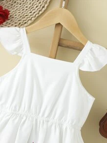 Toddler Girls Floral Print Ruffle Trim Dress - White - View 6