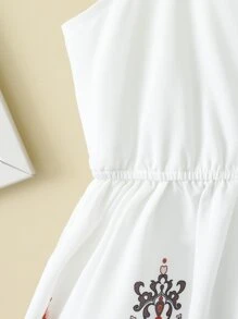 Toddler Girls Floral Print Ruffle Trim Dress - White - View 4