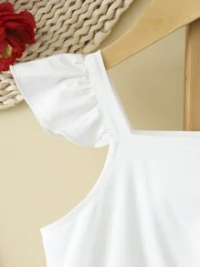 Toddler Girls Floral Print Ruffle Trim Dress - White - View 5