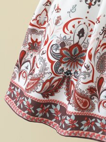 Toddler Girls Floral Print Ruffle Trim Dress - White - View 7