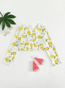 Girls Lemon Print Cover Up - White - View 1