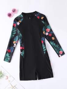 Boho Tropisch Meisjes uit één stuk Rits
