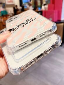 Funda de celular transparente con estampado de letra con con ranura de tarjeta - Multicolor - Ver 2