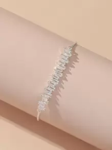 方晶鋯石裝飾手環 - 銀色 - 查看 1