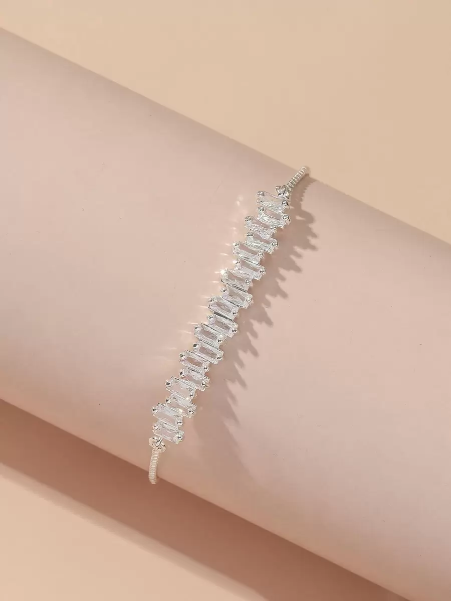 方晶鋯石裝飾手環 - 銀色 - 查看 1