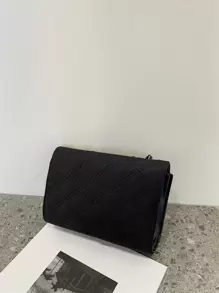 Bolso de hombro ligero, informal, de negocios, con cadena, decoración de metal, acolchado, sólido, para adolescentes, niñas, mujeres, estudiantes universitarios, novatos y trabajadores de cuello blanco, perfecto para oficina, universidad, trabajo, negocios, desplazamientos, actividades al aire libre, viajes, salidas - Negro - Ver 4