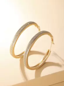 1對金色啞光圓形耳釘 - 金黃色 - 查看 1