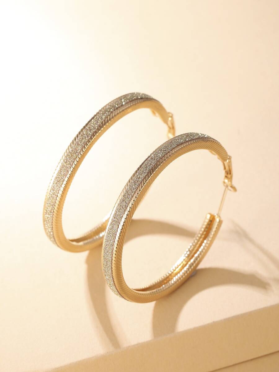 1對金色啞光圓形耳釘 - 金黃色 - 查看 1