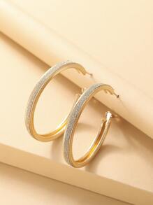 1對金色啞光圓形耳釘 - 金黃色 - 查看 2