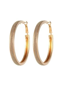 1對金色啞光圓形耳釘 - 金黃色 - 查看 3