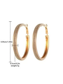 1對金色啞光圓形耳釘 - 金黃色 - 查看 4