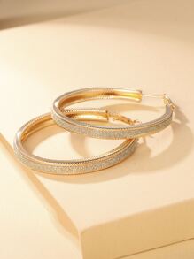 1對金色啞光圓形耳釘 - 金黃色 - 查看 5