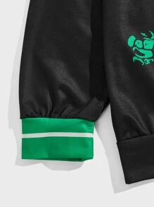 ROMWE MEN Hombres Sudadera esqueleto con estampado de mano - Negro - Ver 4