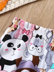 Baby Allover Cartoon Graphic Trousers - Multicolor - View 4