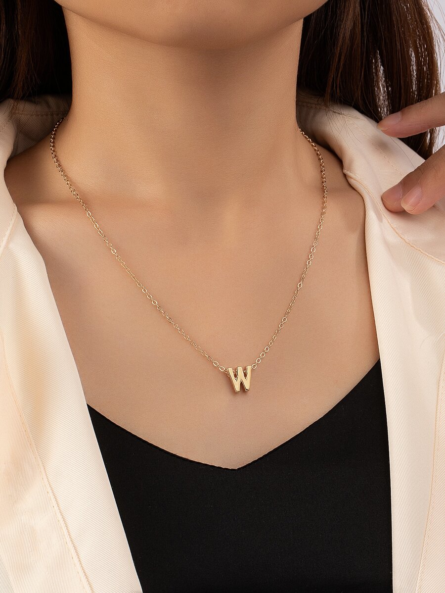 Letter Charm Necklace - Yellow Gold - View 1