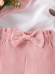 Đồ dưới đáy Bé Nơ Bướm Gân đan Quần paper-bag màu trơn - Màu Hồng  San hô - Xem 3