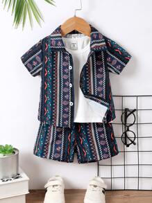Đứa bé trai Paisley và In Geo Áo sơ mi & Quần short Without Tee - Nhiều màu - Xem 1