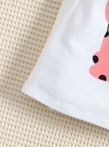 Baby Girl Cartoon Graphic Ruffle Trim Tee - White - View 6