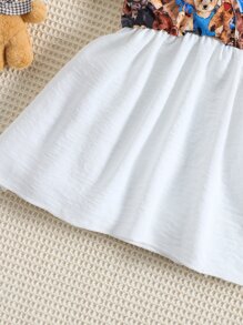 Bebé Vestido 2 en 1 con estampado de oso de manga farol - Blanco - Ver 6