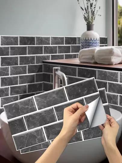 6pcs Brick Pattern PVC Wall Sticker, Self Adhesive Removable Waterproof Wall Paper, Wall Decal For Bedroom, Living Room, Home Decor,Renovation Stickers Peel Wall Panels,Wall Paper, Wallpapers,Spring Decoration Items Refresh Your Home,Rama Decoration Stickers Gifts Birthday Graduation