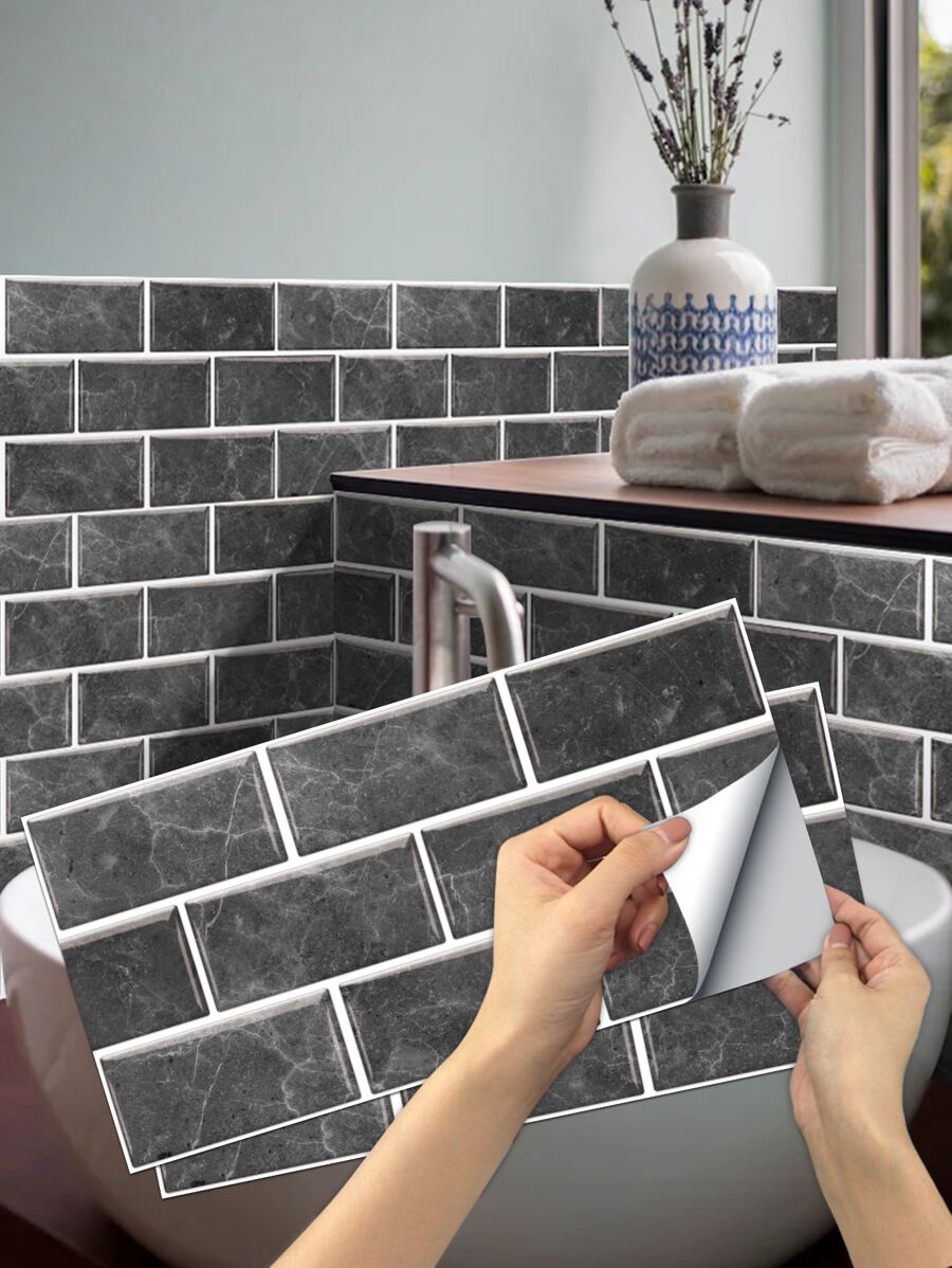 6pcs Brick Pattern PVC Wall Sticker, Self Adhesive Removable Waterproof Wall Paper, Wall Decal For Bedroom, Living Room, Home Decor,Renovation Stickers Peel Wall Panels,Wall Paper, Wallpapers,Spring Decoration Items Refresh Your Home,Rama Decoration Stickers Gifts Birthday Graduation