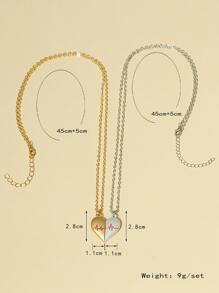 2入組情侶磁性心形墜飾項鍊 - 彩色 - 查看 4