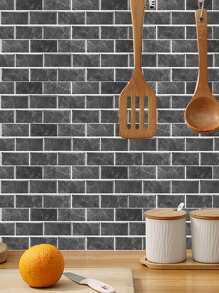 6pcs Brick Pattern PVC Wall Sticker, Self Adhesive Removable Waterproof Wall Paper, Wall Decal For Bedroom, Living Room, Home Decor,Renovation Stickers Peel Wall Panels,Wall Paper, Wallpapers,Spring Decoration Items Refresh Your Home,Rama Decoration Stickers Gifts Birthday Graduation - Black - View 4
