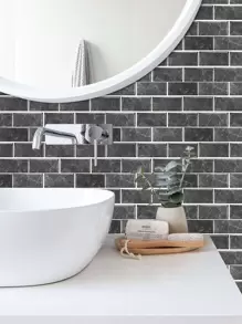 6pcs Brick Pattern PVC Wall Sticker, Self Adhesive Removable Waterproof Wall Paper, Wall Decal For Bedroom, Living Room, Home Decor,Renovation Stickers Peel Wall Panels,Wall Paper, Wallpapers,Spring Decoration Items Refresh Your Home,Rama Decoration Stickers Gifts Birthday Graduation - Black - View 5