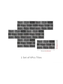 6pcs Brick Pattern PVC Wall Sticker, Self Adhesive Removable Waterproof Wall Paper, Wall Decal For Bedroom, Living Room, Home Decor,Renovation Stickers Peel Wall Panels,Wall Paper, Wallpapers,Spring Decoration Items Refresh Your Home,Rama Decoration Stickers Gifts Birthday Graduation - Black - View 6