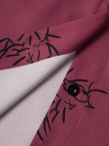 Manfinity Homme Áo sơ mi Nam Nút phía trước Thực vật Giải trí - Màu Đỏ Sâu - Xem 3