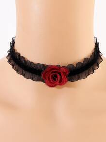 vòng cổ trang trí hoa - màu đen - Xem 1