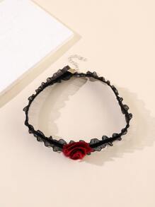 vòng cổ trang trí hoa - màu đen - Xem 2