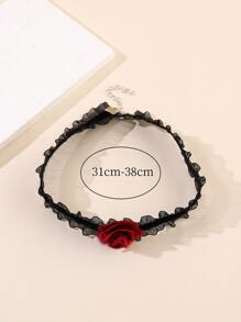 vòng cổ trang trí hoa - màu đen - Xem 3